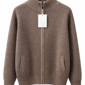 Chaqueta de Punto con Cremallera Marrón