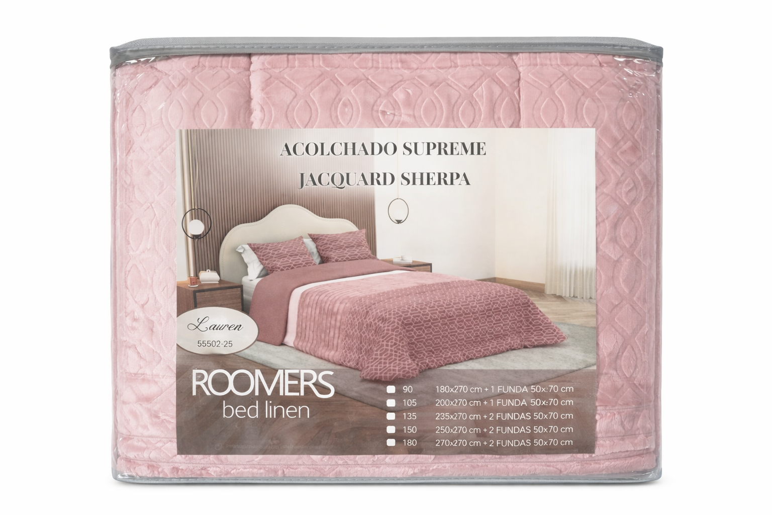 Acolchado Supreme Jacquard Sherpa Rosa