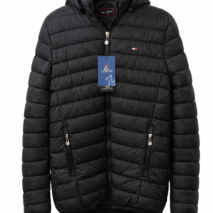 Chaqueta acolchada ligera negra con capucha