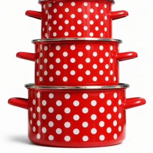 Ollas esmaltadas rojas lunares