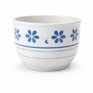 Maceta decorada blanca y azul