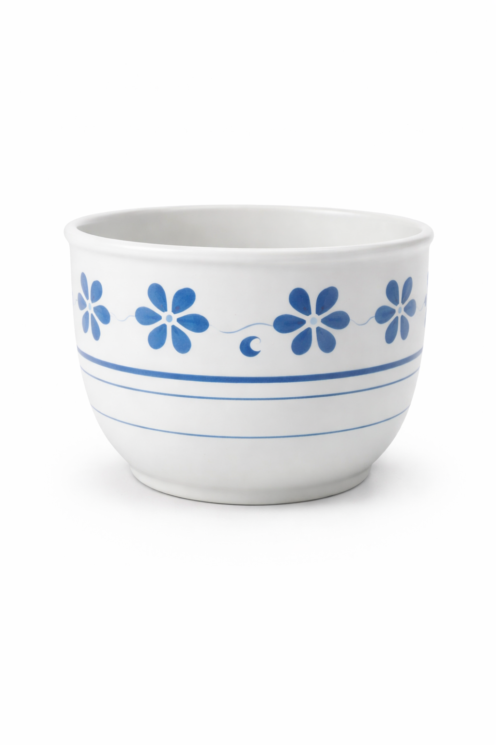 Maceta decorada blanca y azul