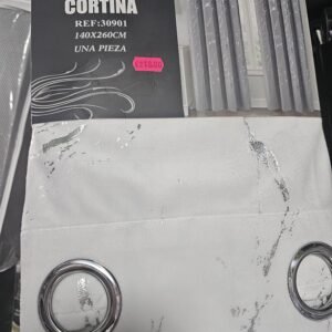Cortina confeccionada gris estampada 140x260 cm – 1 pieza